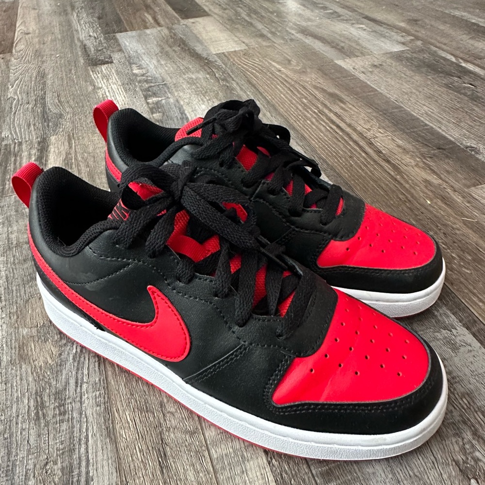 nike red and black shoes